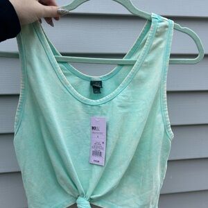 Wild Fable Light Green Knot-Front Tank Top